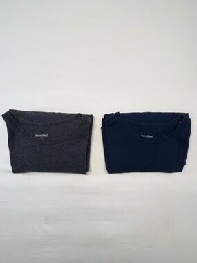 2 Rough Dress-Men's Long Sleeve Crew Tee - Charcoal & Navy Size XL